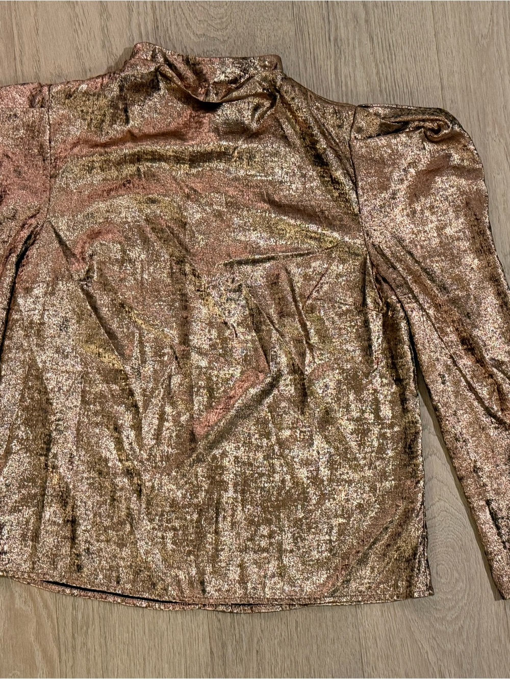 Metallic Rose Gold Long Sleeve Women’s Top